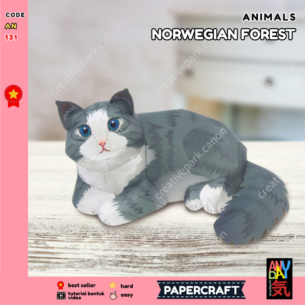 (AN131) PAPERCRAFT NORWEGIAN FOREST / ANIMALS / MAINAN EDUKASI ANAK / MAINAN KERTAS / SENI KERAJINAN