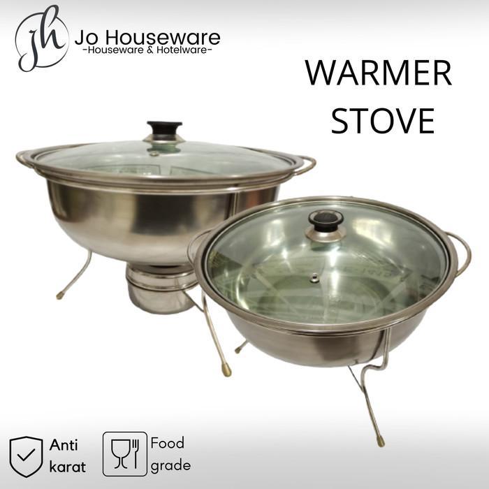 Warmer Stove Panci Prasmanan Sayur Soup stainless + Tutup Kaca