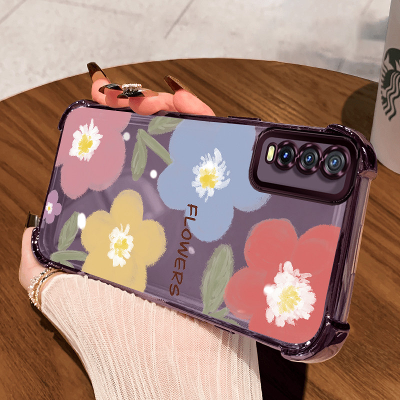 Casing Hp untuk VIVO Y20 Y20s Y20i Y20T Y20A Y20G Y12S Y12A Y11s Y30G Case Menggemaskan Bunga cat ai
