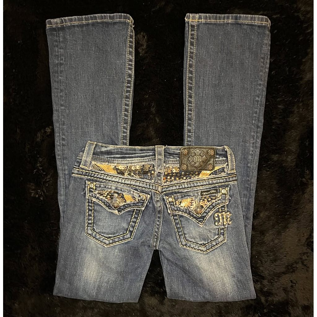 American Women Bling Rhinestone Embellished Jeans Low Rise Bootcut Denim Pants Vintage Y2K Slim Fit