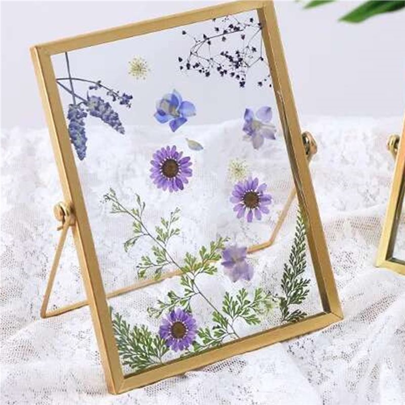 ABKY-Wedding Gift Tabletop Clear Floating Pressed Flowers Glass Frame Wedding Gift Frame B