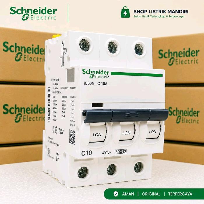 Mcb 3P 10A A9F74310 Ic60N Schneider Original / Mcb 10Ampere 3Phase Original Schneider Harga Khusus
