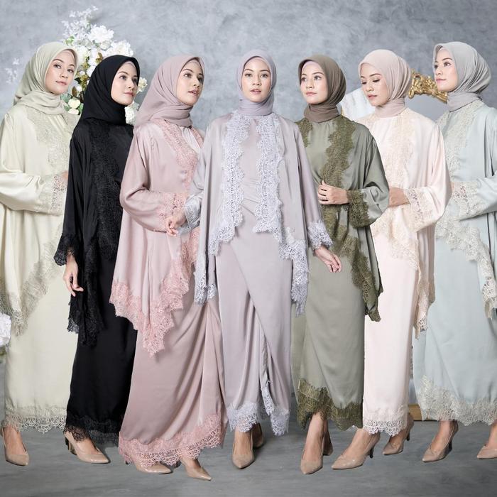TERLARIS FIRDA - One Set Putri 3in1 ( Outer Lilit Free Inner ) Raya Exlusive Collection Bahan Silk
