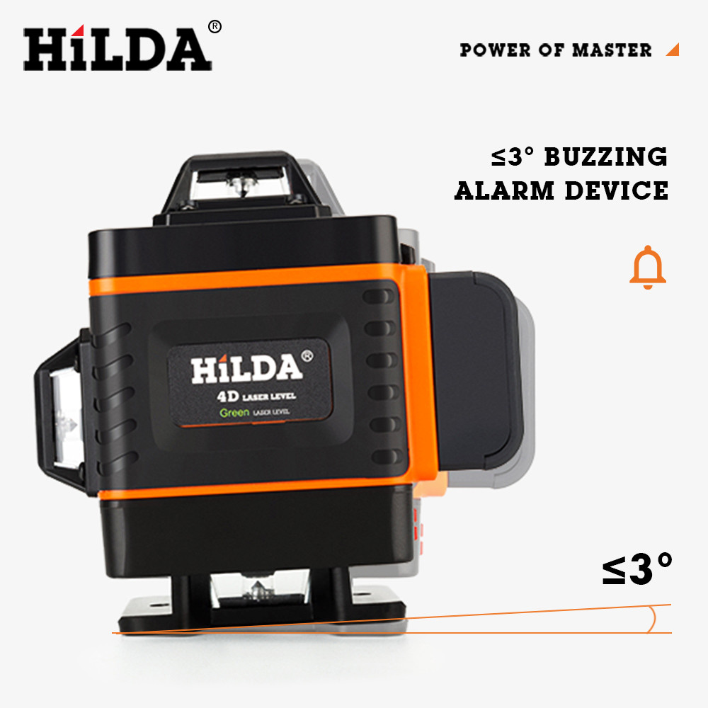 . Hilda 4D Laser Level Cross Line Green Laser Level Self-Leveling -