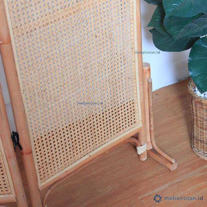 Premium Penyekat Pembatas Ruangan Lipat / Sketsel Rotan - 3Daun Original
