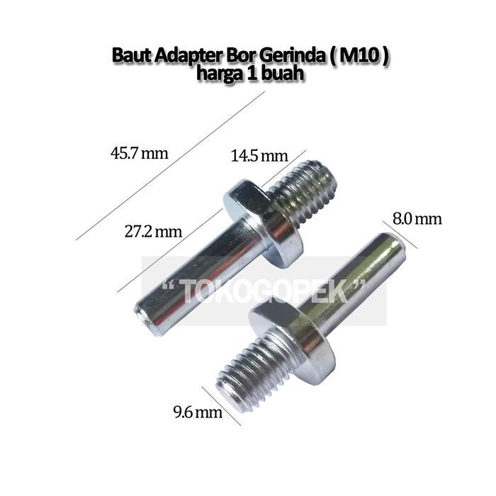 Baut Adapter Bor Gerinda dart M10/M14 Harga 1pc