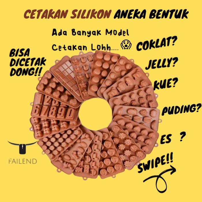 Cetakan silikon coklat kue puding karakter