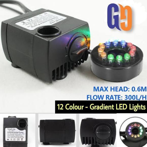 POMPA AIR CELUP MINI WITH 12 LED 300LH 220V SL-381