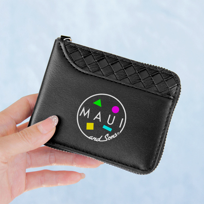 MAUI and Sons Premium PU Leather Wallet Minimalist Design Lightweight Durable Zippered Compact Card