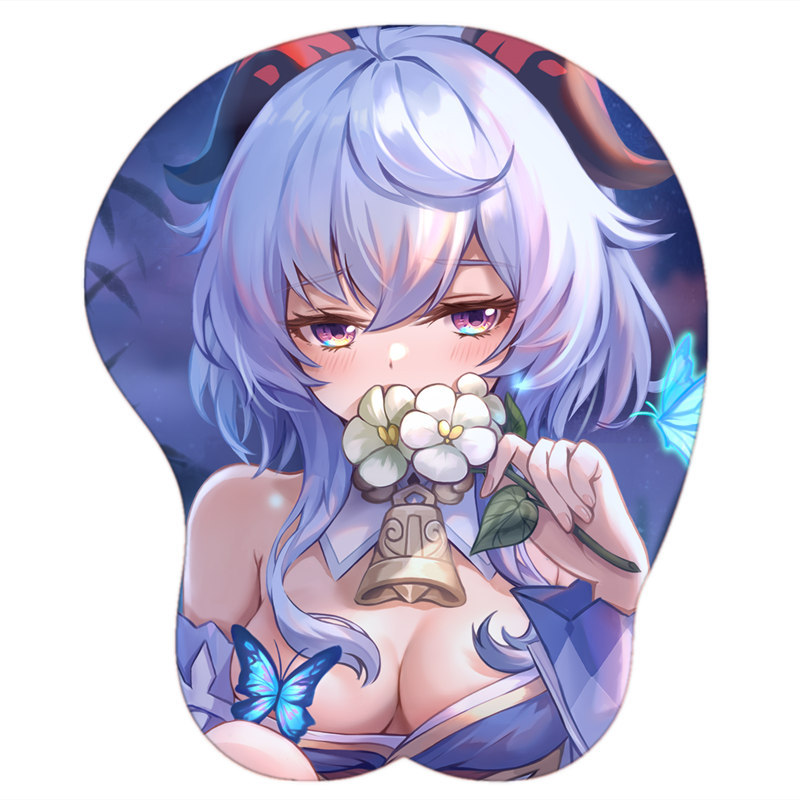 Stormpike Genshin Impact Mouse Pad Kawaii Ganyu 3D Mouse Pad with Wrist Rest Mouse Pad Soft Silicone