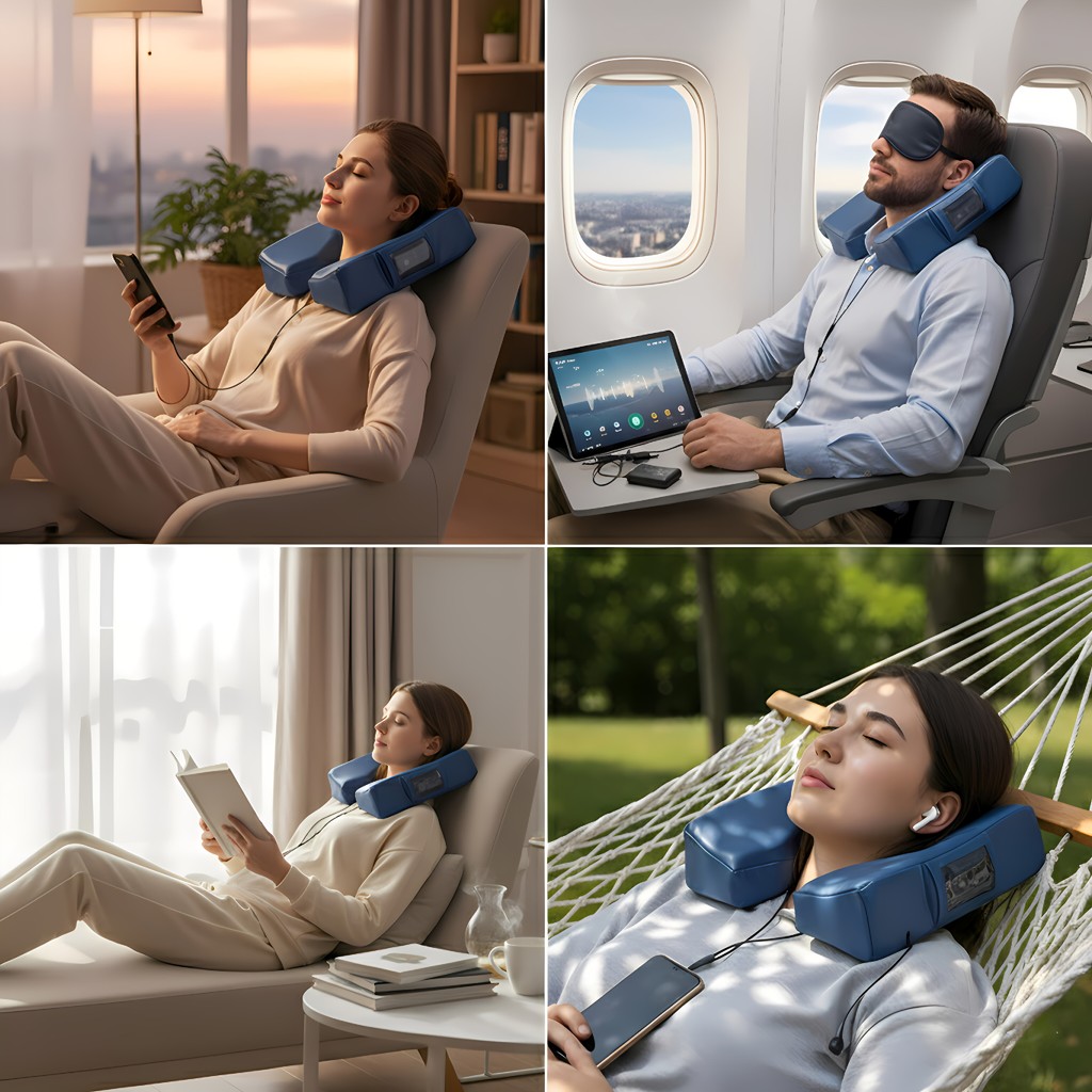 Music Massage Pillow Play Music Beauty Bed Couch Pillow Massage Stand Folding Massage Pillow