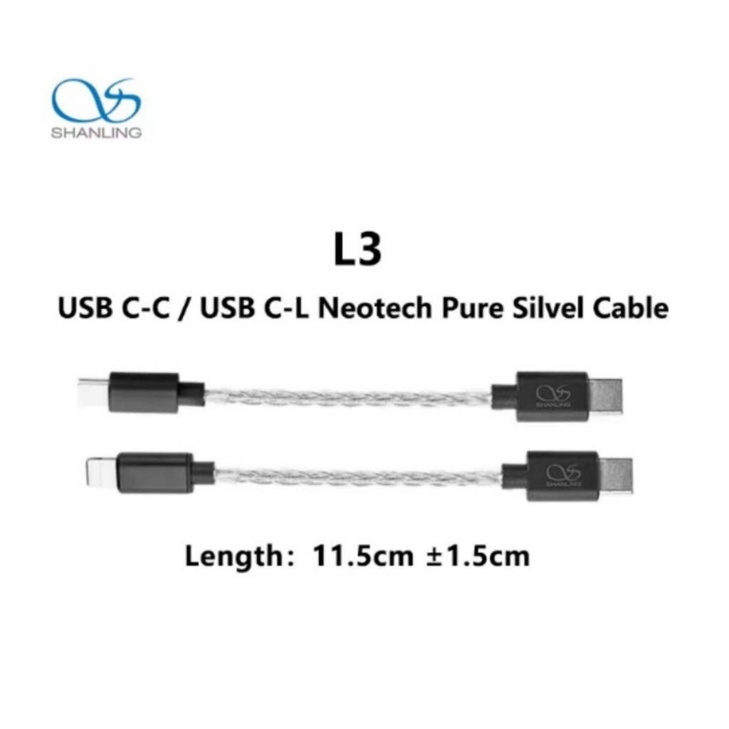 SHANLING L3 Neotech Pure Silvel Audio Cable USB C to USB C / USB C to Lightning Interfacer for UA3