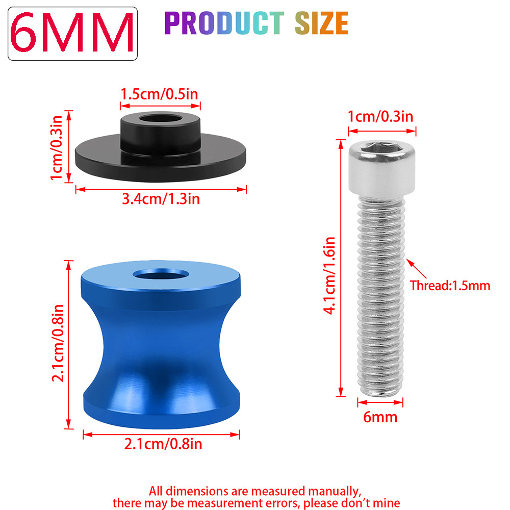 2PCS 6/8/10MM MOTORCYCLE SWING ARM SPOOLS SLIDER SWING ARM STAND SCREWS FOR YAMAHA YZF-R6 YZFR6 YZF