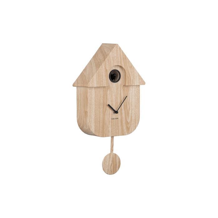Karlsson Wall Clock Modern Cuckoo - Light Wood