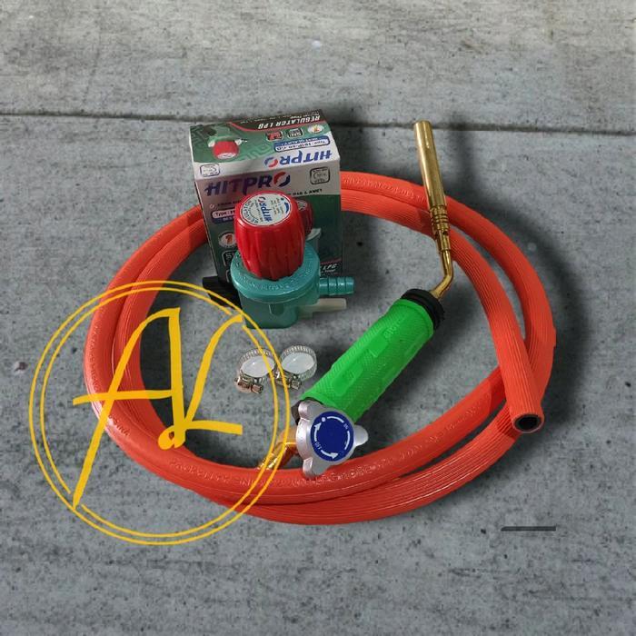 Paket Lengkap Alat Las Lpg Torch Gas Dengan Regulator Tekanan Tinggi Dan Selang Gas 1,8M
