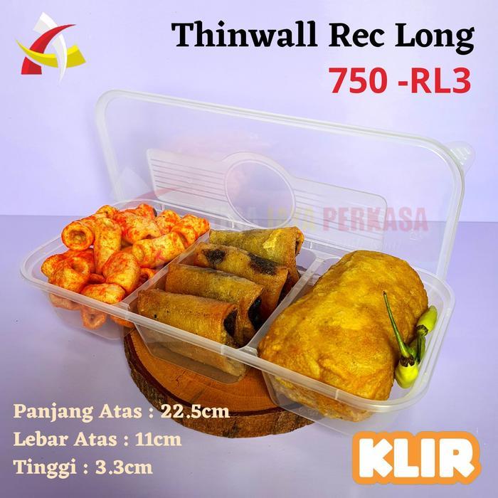 Thinwall Klir Rectangle Long (RL3) 750 Klir / Thinwall 750ml Rec / Thinwall Sekat @25pcs