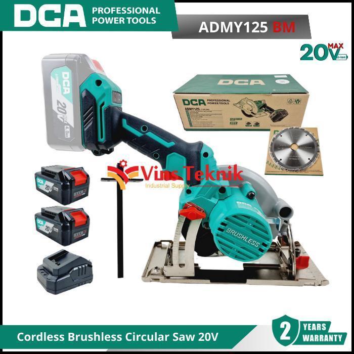 Dca Admy125 Bm Mesin Gergaji Kayu Baterai Cordless Brushless Circular Saw 20V Admy125Bm Harga Promo
