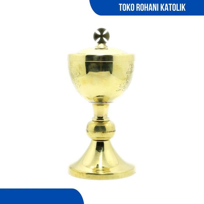 SIBORI TEMPAT HOSTI KATOLIK / PERALATAN MISA KATOLIK / SIBORI KUNINGAN
