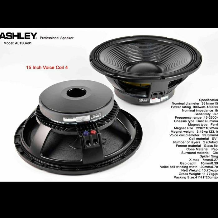 Speaker Component Ashley Al15G401 Al 15G401 15Inch Woofer Mid Low