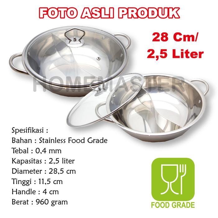 HomeMaster Panci/Pot Sukiyaki/Shabu Shabu/Steamboat Stainless Sekat/YinYang 28 Cm SP201042NM28