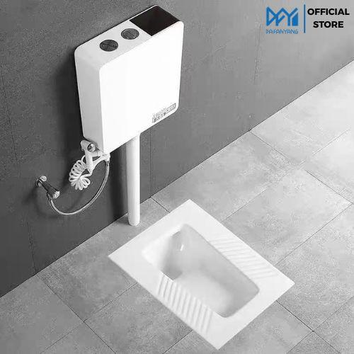 Set Kloset Jongkok Mr. Tao Watertankflush Otomatis, Bahan Keramik Premium Modern, Ideal Untuk Rumah