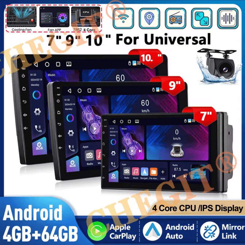 2 Din Car Audio Android 13 Car Radio 7/9/10 64G Android auto Carplay GPS Automotive Multimedia