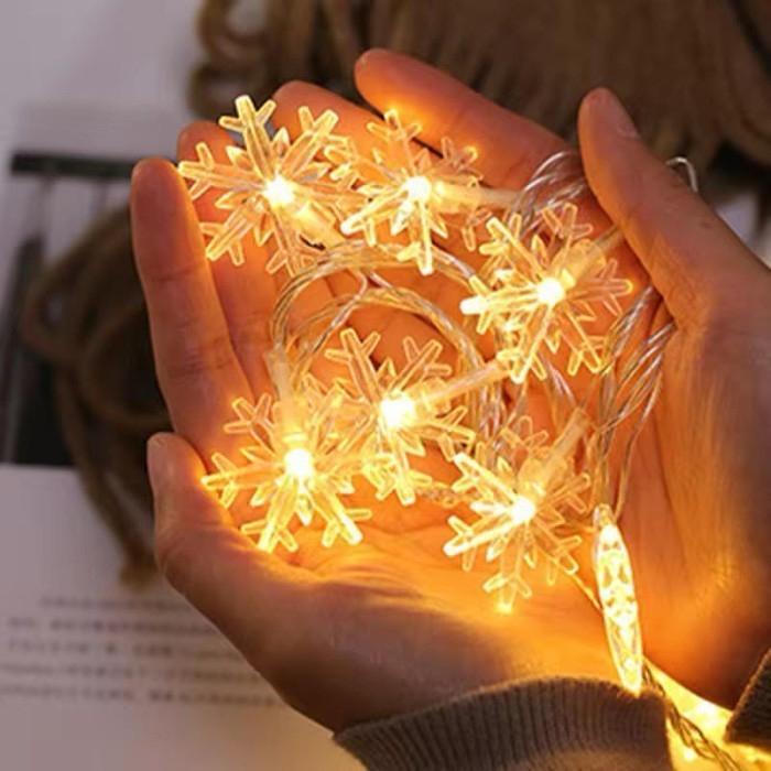 6782 Lampu Tumblr Led Snowflake Battery / Lampu Led Pohon Natal 3 Meter