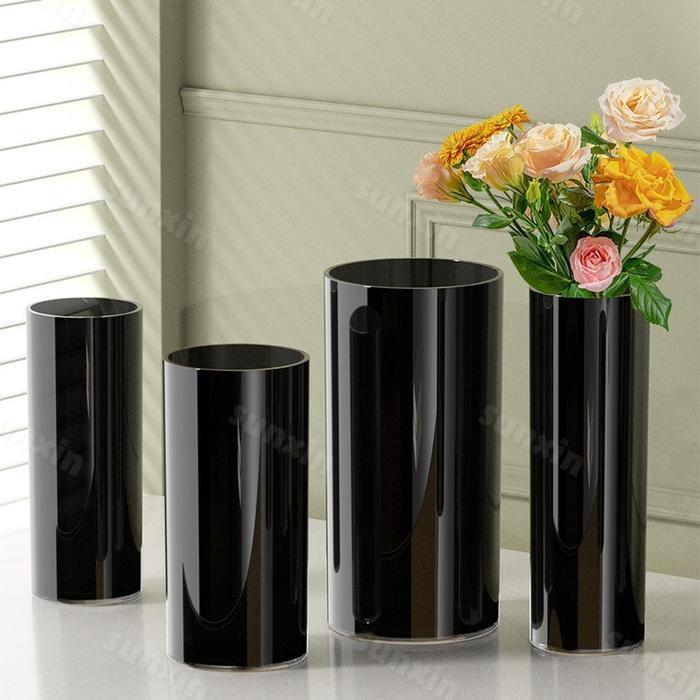 SUNXIN VAS BUNGA PLASTIK BENING Diameter 10CM/12CM E05/ VAS PLASTIK TINGGI BAMBU / VAS BAMBOO / VAS