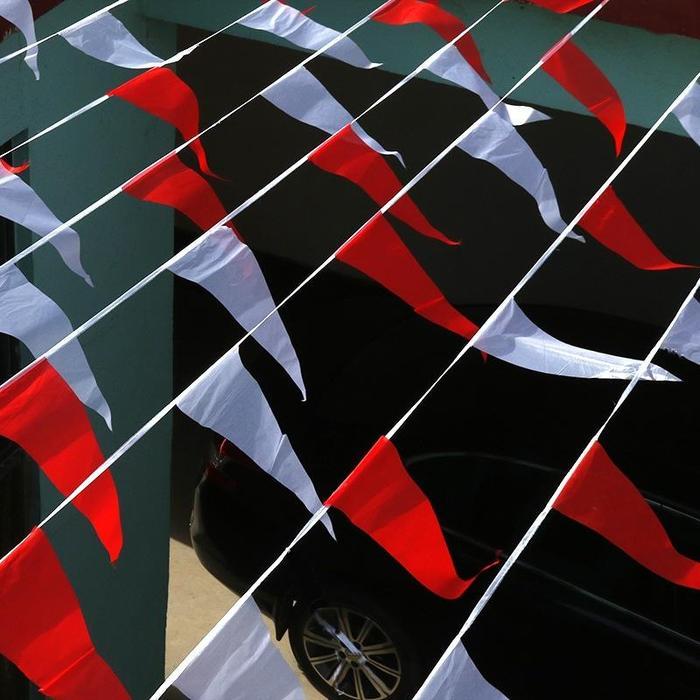 100M Bendera Merah Putih/Bendera Kain Segitiga Warna Warni/Bendera Hias Festival COD