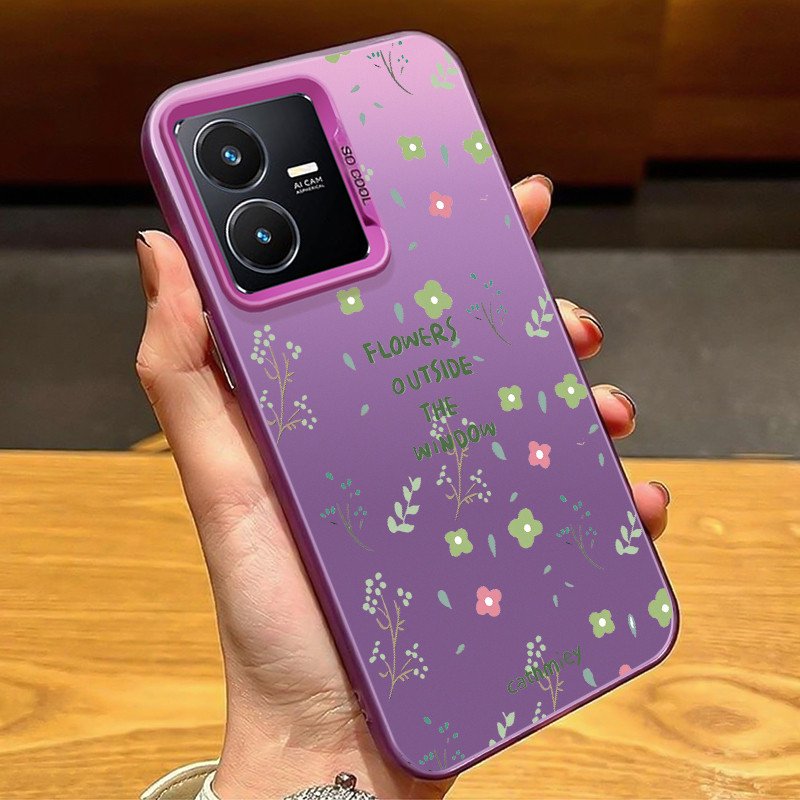 Casing Hp Untuk VIVO Y22 Y22S Case Casing HP Softcase ponsel silikon tahan jatuh berwarna perak Kasi