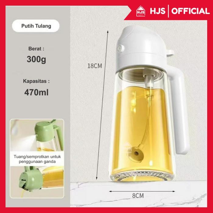 Promo [Hjs] Botol Minyak Goreng Kaca Spray Semprot Tuang 2In1 Kapasitas 470Ml Wadah Oil Original