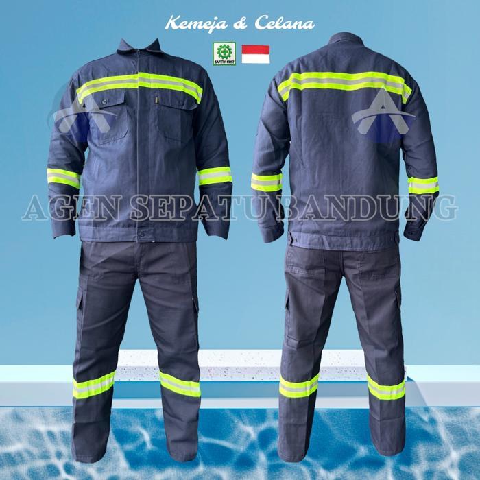 Premium Setelan Wearpack Safety Baju Safety Baju Kerja Bordir K3 Dan Bendera Indonesia Original