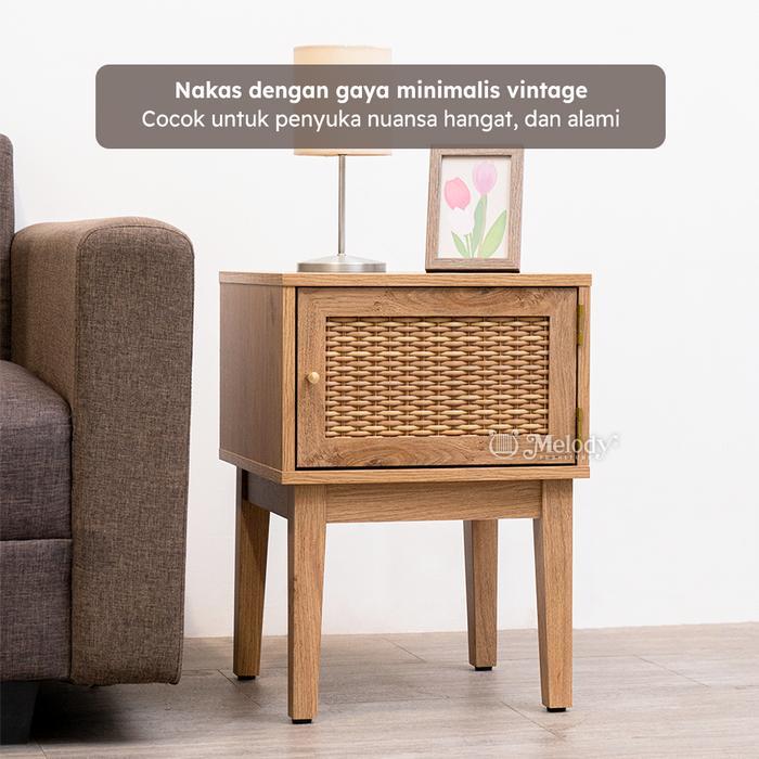 Melody Furniture - Meja Nakas Rotan / Meja Samping / Meja Lampu / - Bordeaux 40 cm