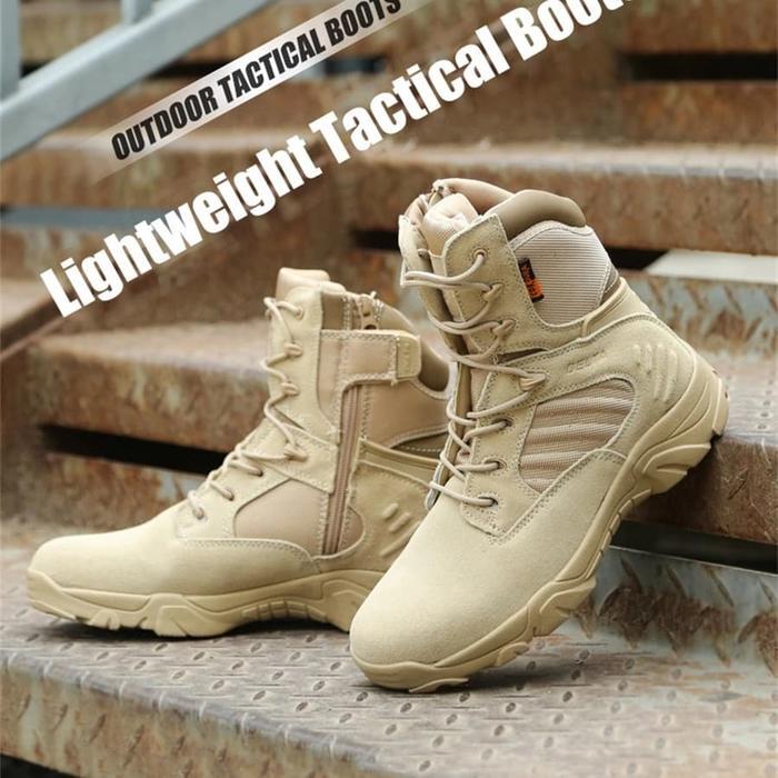 PDL Delta Tactical Sepatu Taktis Delta Tinggi 8 Inci, Coklat Gurun, Ukuran 39-46 Tactical Panjang 8 
