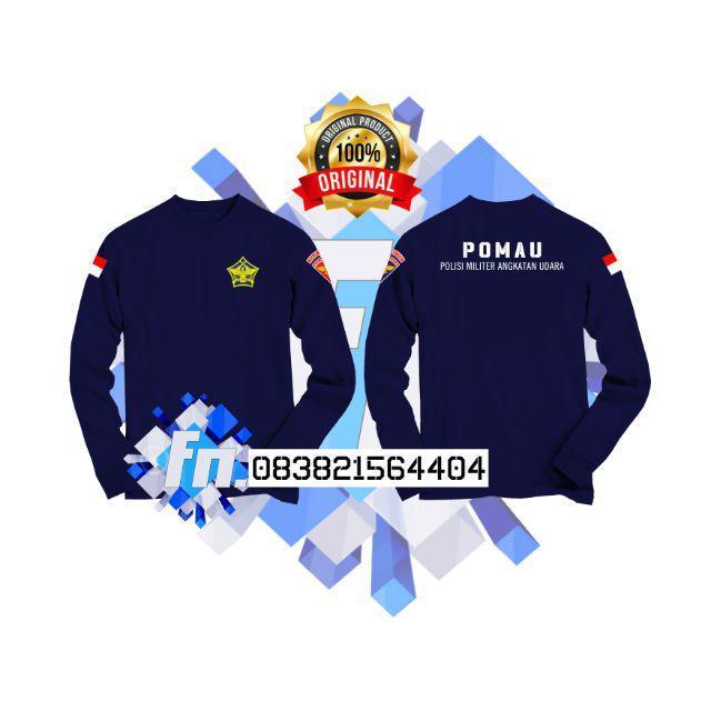 POMAU (POLISI MILITER Kaos Katun Combed Polisi Militer Angkatan Udara Sablon Flock Navy Ukuran M MIL