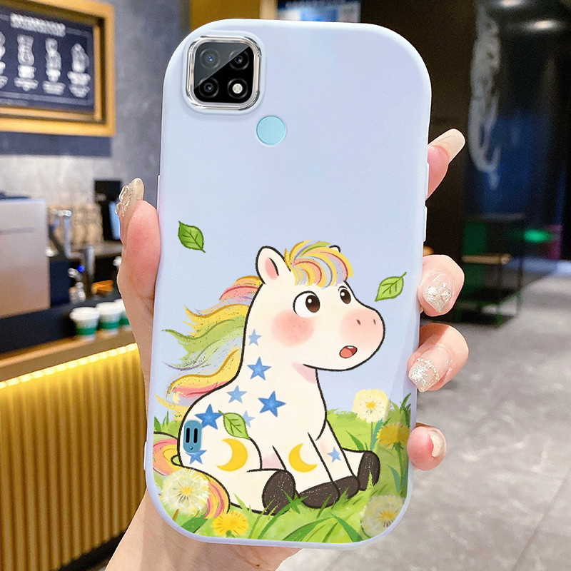 Casing Hp Untuk Realme C21 C21Y C25Y C20 C20A C11 2021 Case Casing Kartun unicorn lucu pola Kerang g