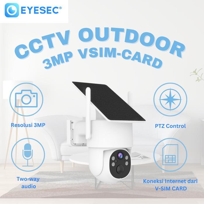 DISKON EYESEC 3MP CCTV 4G All Operator Tenaga Panel Surya Outdoor Waterproof CCTV Garansi 1 Tahun