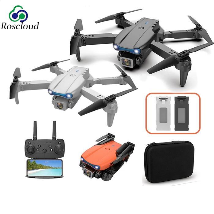 Roscloud Drone RC E99, kamera kendali jarak jauh 4k piksel, mainan terbang kendali jarak jauh Wifi