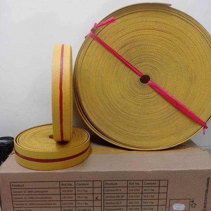 "New" Kanvas Conveyor Kuning Strip merah 1,5 inch x 3 ply