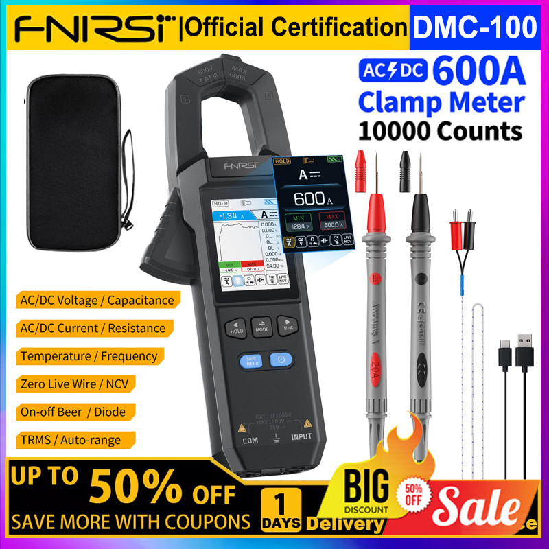 FNIRSI DMC-100 Clamp Type Multimeter Automatic Intelligent High Precision Ammeter with Temperature