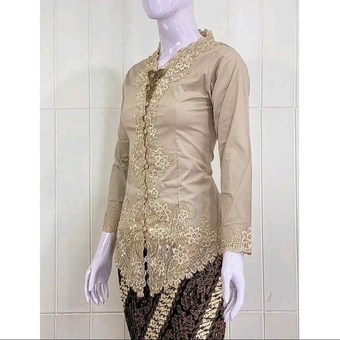 Stelan Kebaya Encim Kartini Bordir Senada / Kebaya Kartini Free Hijab / Kebaya Bordir / Kebaya