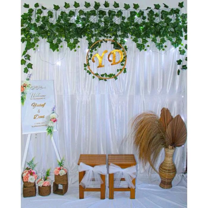 PAKET BACKDROP F DEKORASI LAMARAN AQIQAH AKAD SEDERHANA KAIN HABUTEI