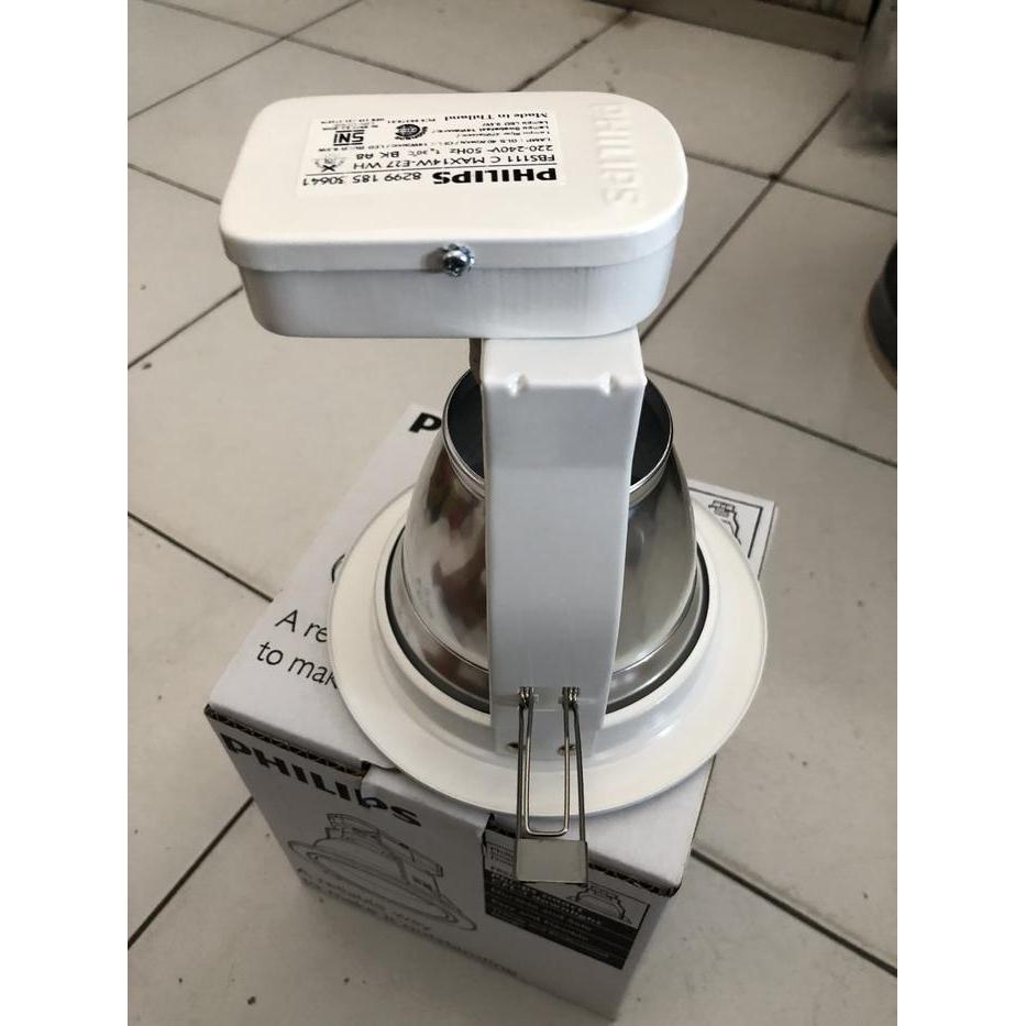 "New" Downlight philips fbs111 c max 15w e27 list putih white 4 inch