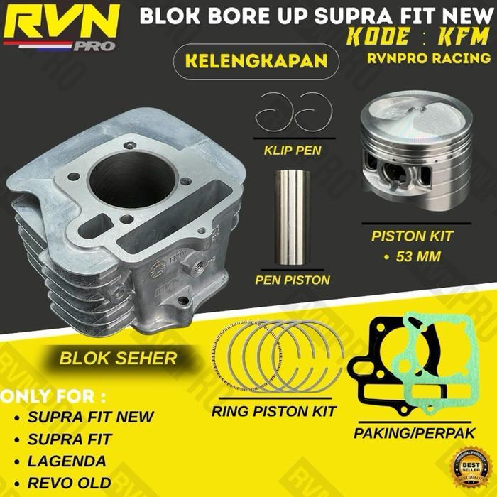 Blok Seher Boring Paket Boreup Bore Up Supra Fit New Revo Lama Legenda Supra Fit Lama Kfm 53Mm 53