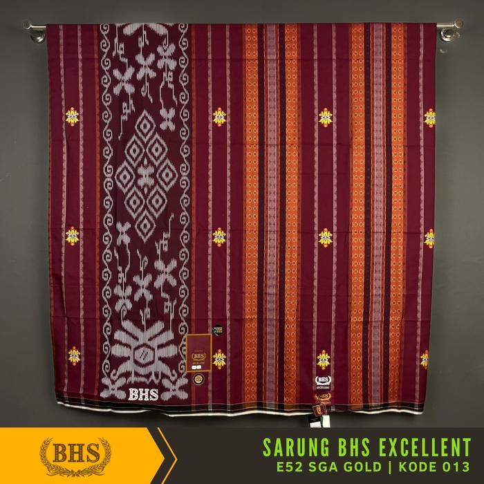 Sarung Bhs Excellent Gold Motif E52 Sga Bahan Mercerized Cotton Kain Sarung Tenun Muslim Pria Halus