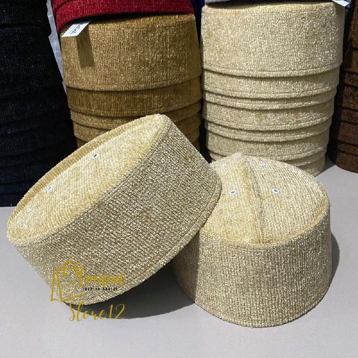 Peci Songkok Asagofah Beludru / Peci Kopyah Asagofah Kain Koduroy Abu Coklat Hijau Dewasa