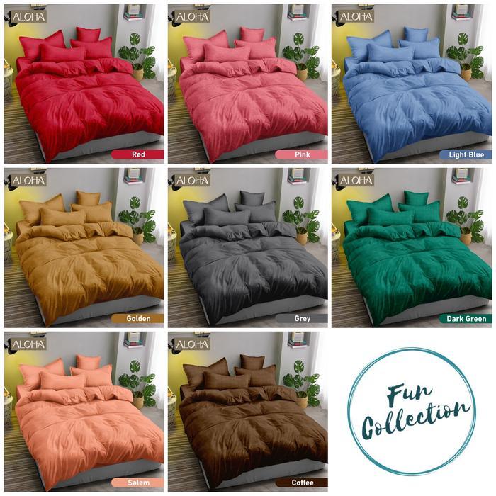 Bedcover Polos Aloha 180x200 + Sprei 180x200 Tinggi 25 cm - Bedcover Polos Jumbo Aloha