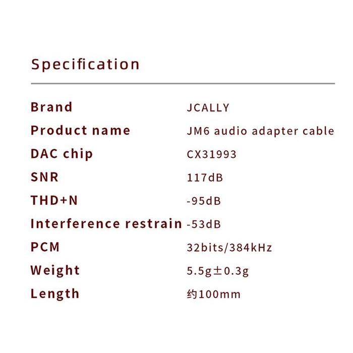 Jcally Jm6 Dac Cx31993 Type C To 3,5Mm Converter Alt Ja04 Jm04 Pro