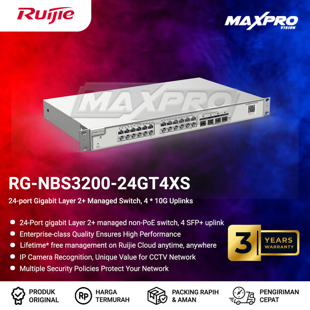 RG-NBS3200-24GT4XS - RUIJIE REYEE 24 PORT GIGABIT MANAGED SWITCH