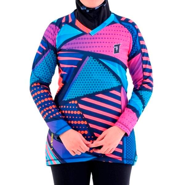 Jersey Sepeda Jersey Gowes Wanita Slimfit Green Multi Triangle